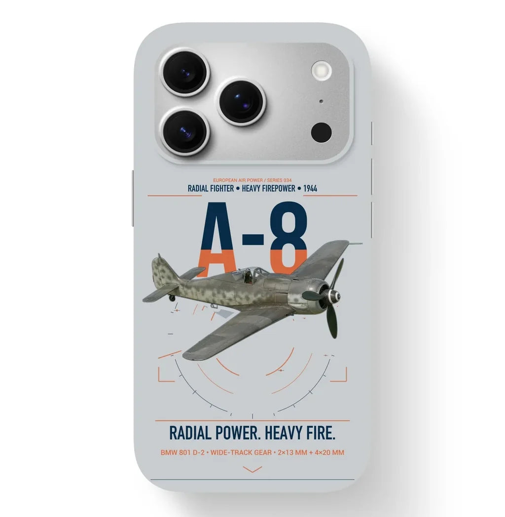 Focke-Wulf Fw 190A-8 design on light gray magsafe iphone case, for iPhone 17 Pro