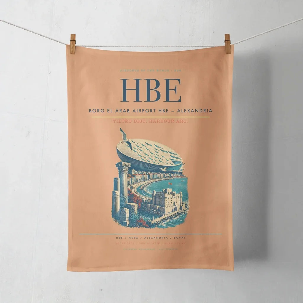 Borg El Arab Airport (HBE) design on orange towel