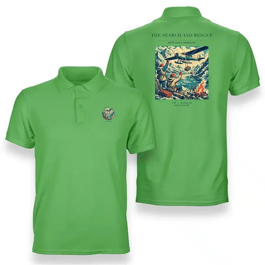 VINTAGE G4052 - The Search And Rescue - Double-Side Polo T-Shirt design on lightgreen