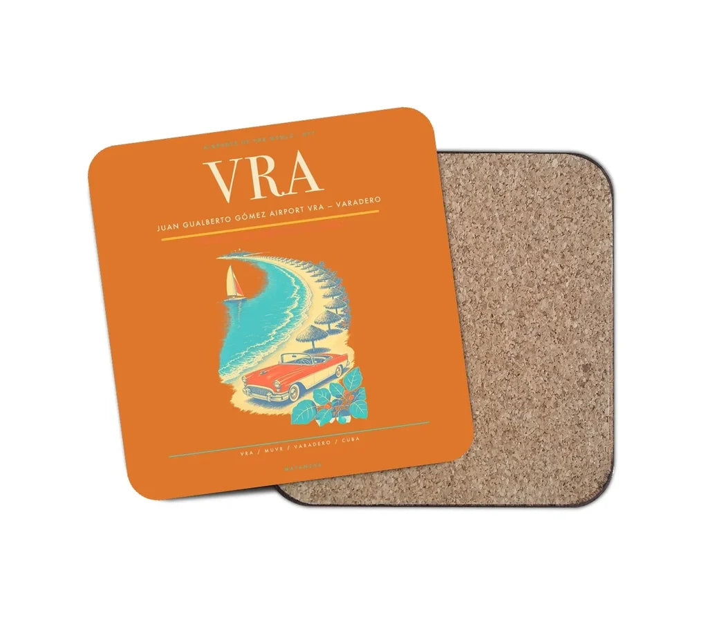 Juan Gualberto Gómez Airport (VRA) design on orange 1 piece coaster