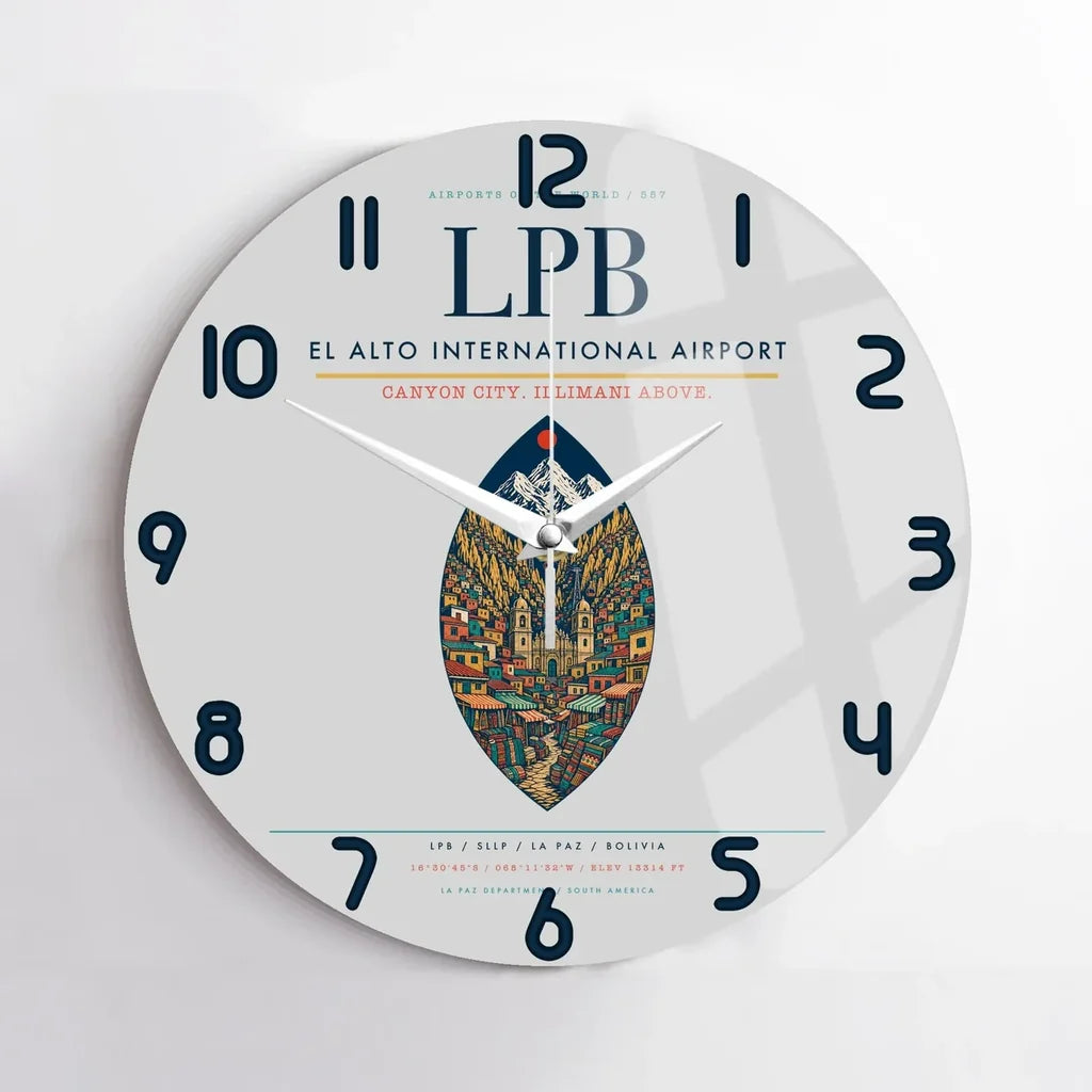 El Alto International Airport LPB Wall-Clock No-Frame - Light Gray