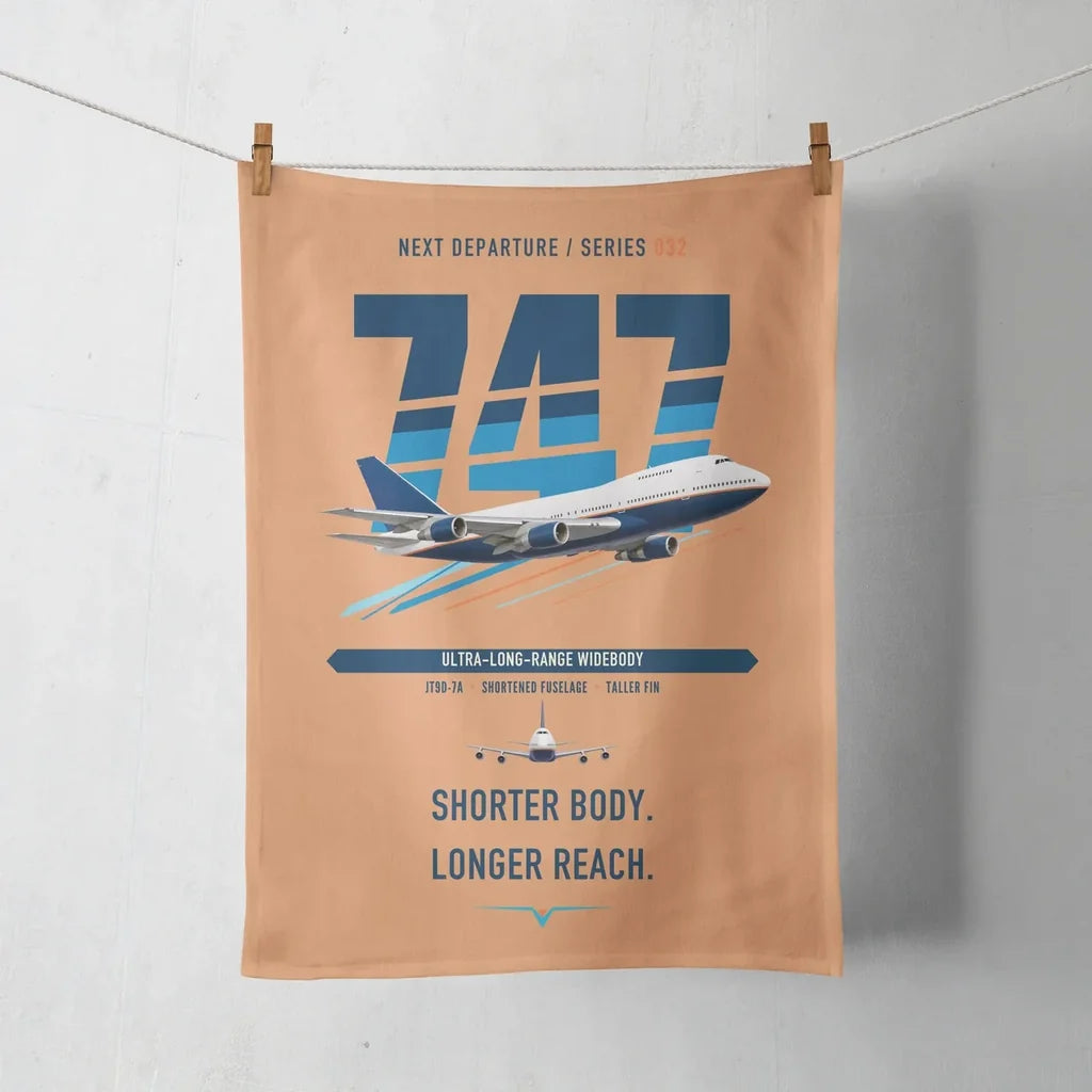 Boeing 747SP design on orange towel