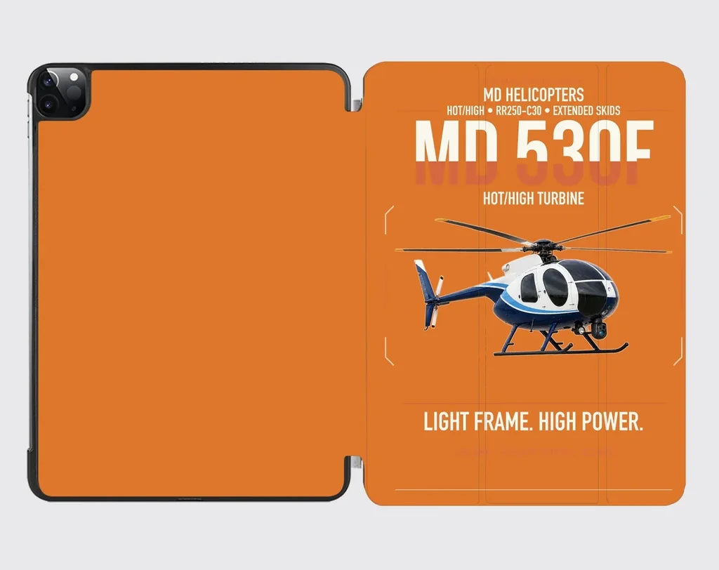 MD Helicopters MD 530F design on orange ipad tablet case