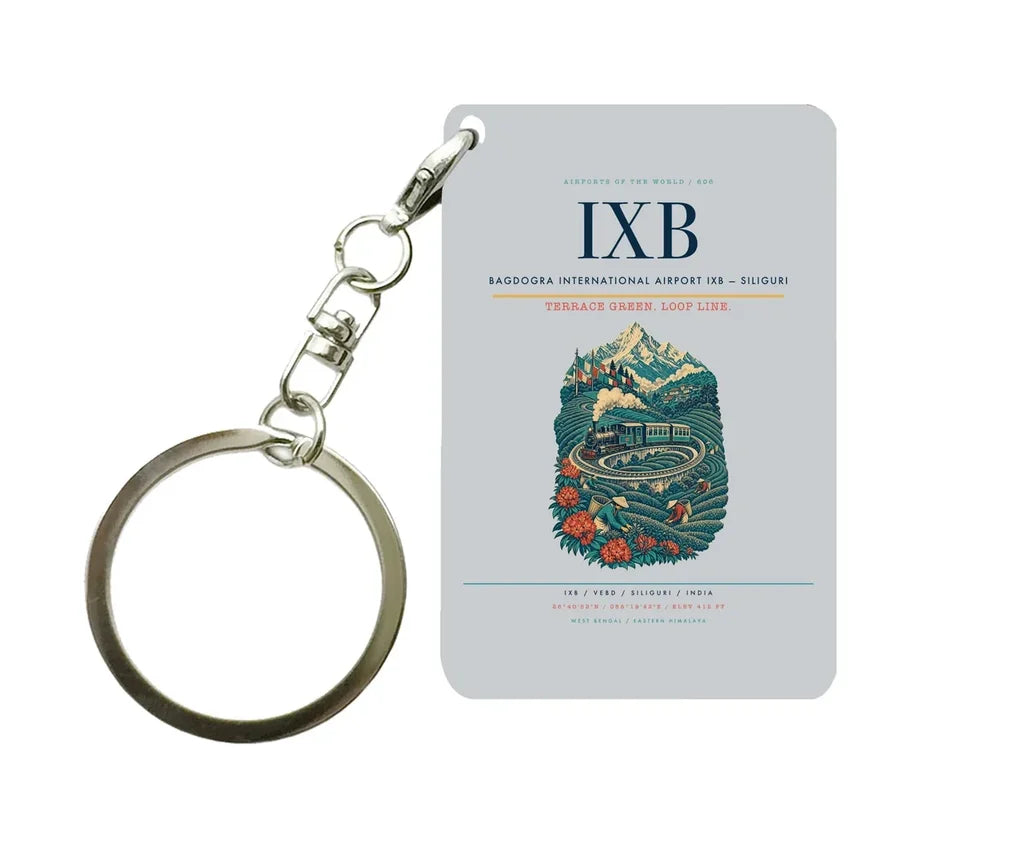 Bagdogra International Airport IXB — Siliguri Key Chain design on light gray key chain