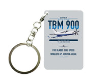 Thumbnail for Daher TBM 900 design on light gray designed key chain, double-side print