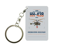 Thumbnail for Kaman HH-43B Huskie design on light gray designed key chain, double-side print