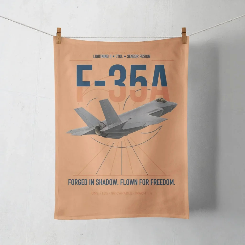F-35A Lightning II design on orange towel