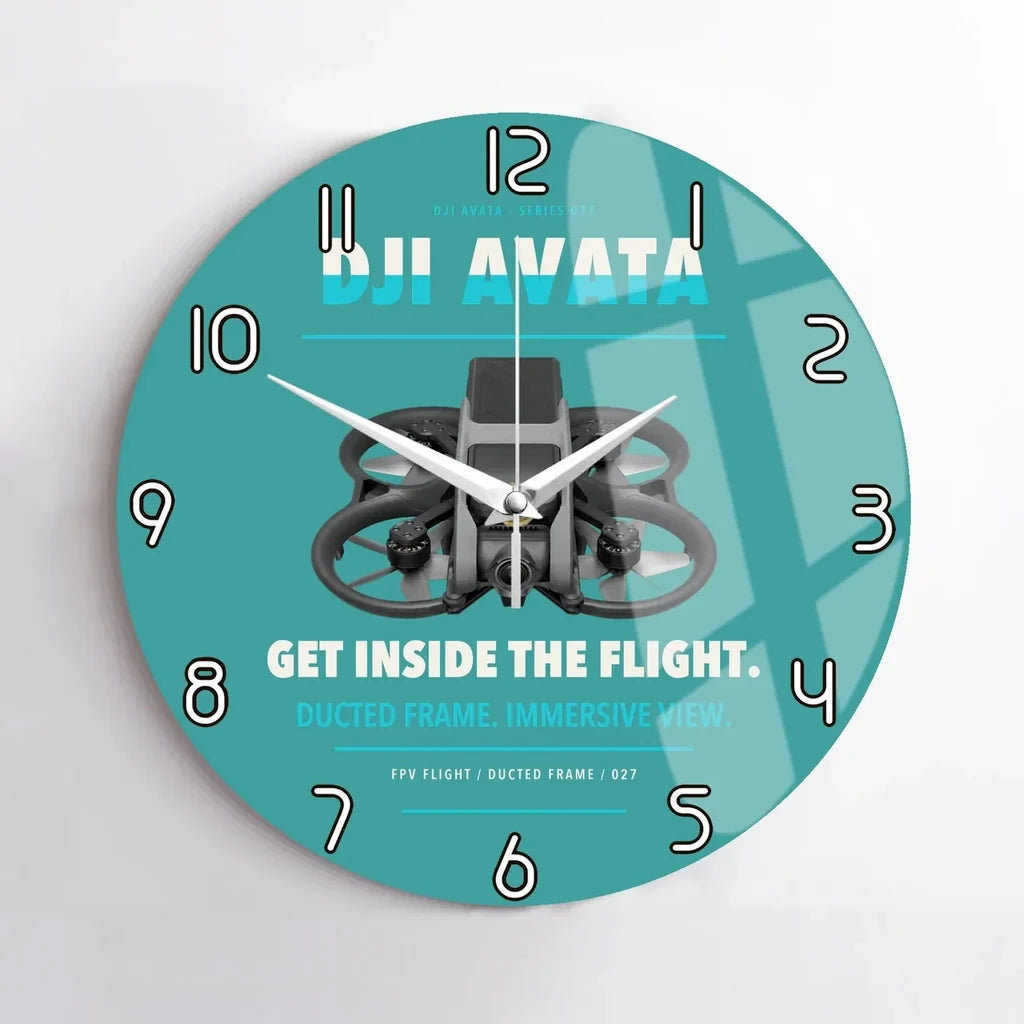 DJI Avata design on turquoise no frame wall clock