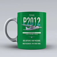Thumbnail for Tecnam P2012 Traveller design on green ceramic mug, double-side print