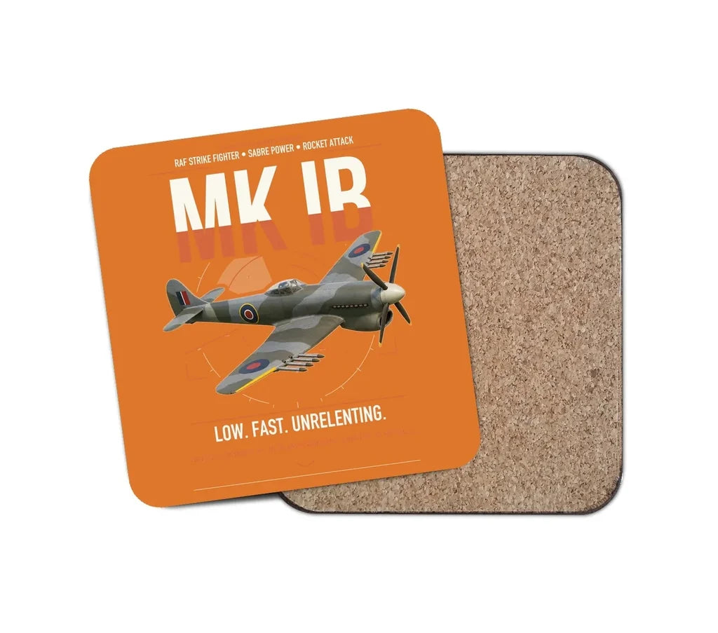 Hawker Typhoon Mk IB design on orange 1 piece coaster