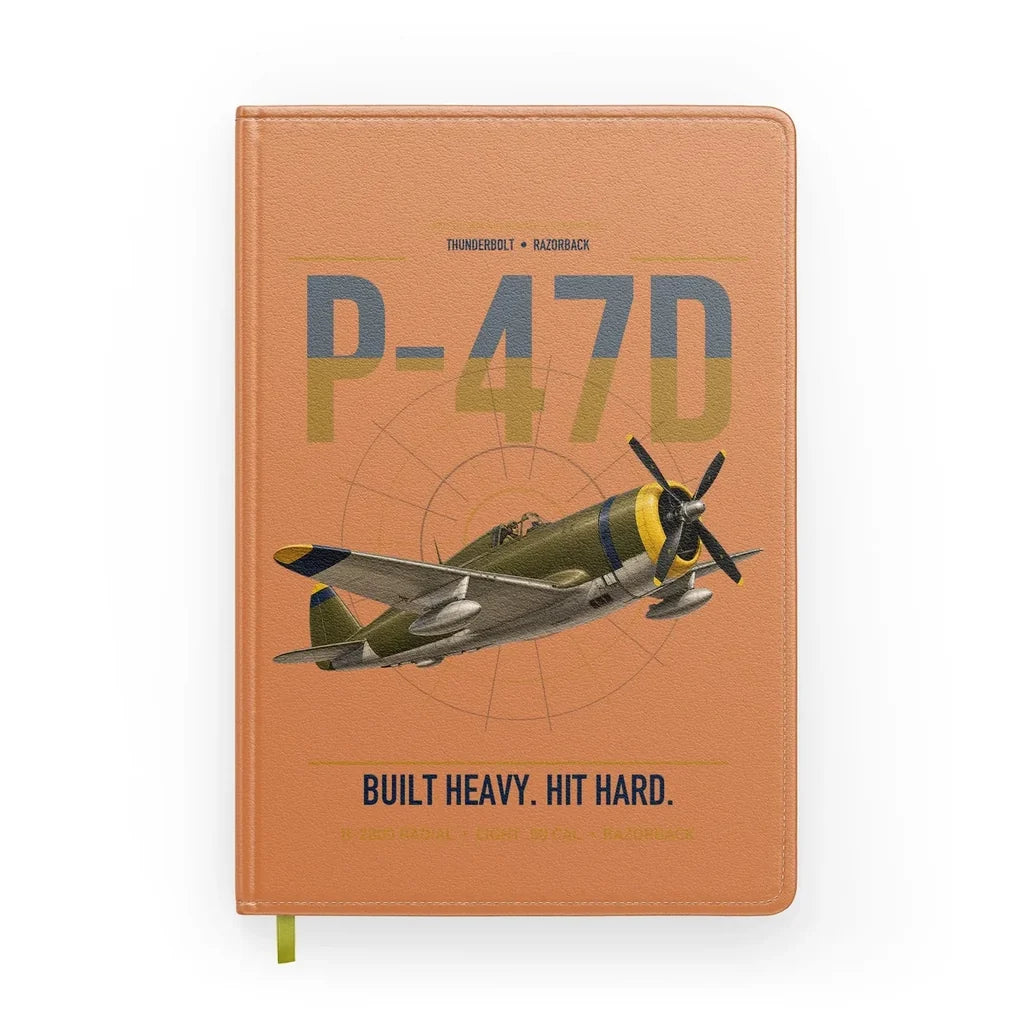 P-47D Thunderbolt Razorback design on orange notebook