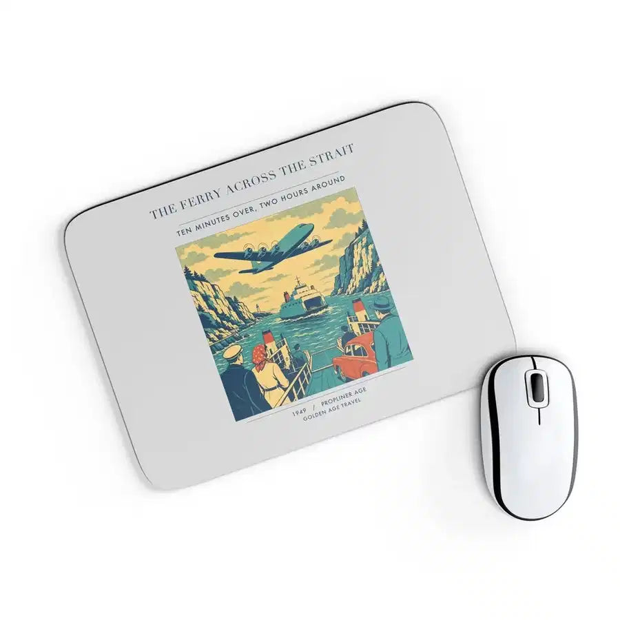VINTAGE G4478 - The Ferry Across The Strait - Designed Mouse Pads design on lightgray rectangle
