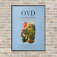 Thumbnail for Asturias Airport OVD vertical canvas print - framed - light blue background
