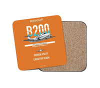 Thumbnail for Beechcraft King Air B200 design on orange 1 piece coaster