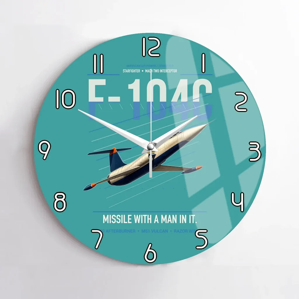 F-104C Starfighter design on turquoise no frame wall clock