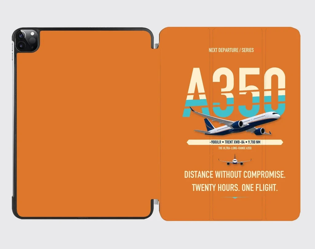 Airbus A350-900ULR design on orange ipad tablet case