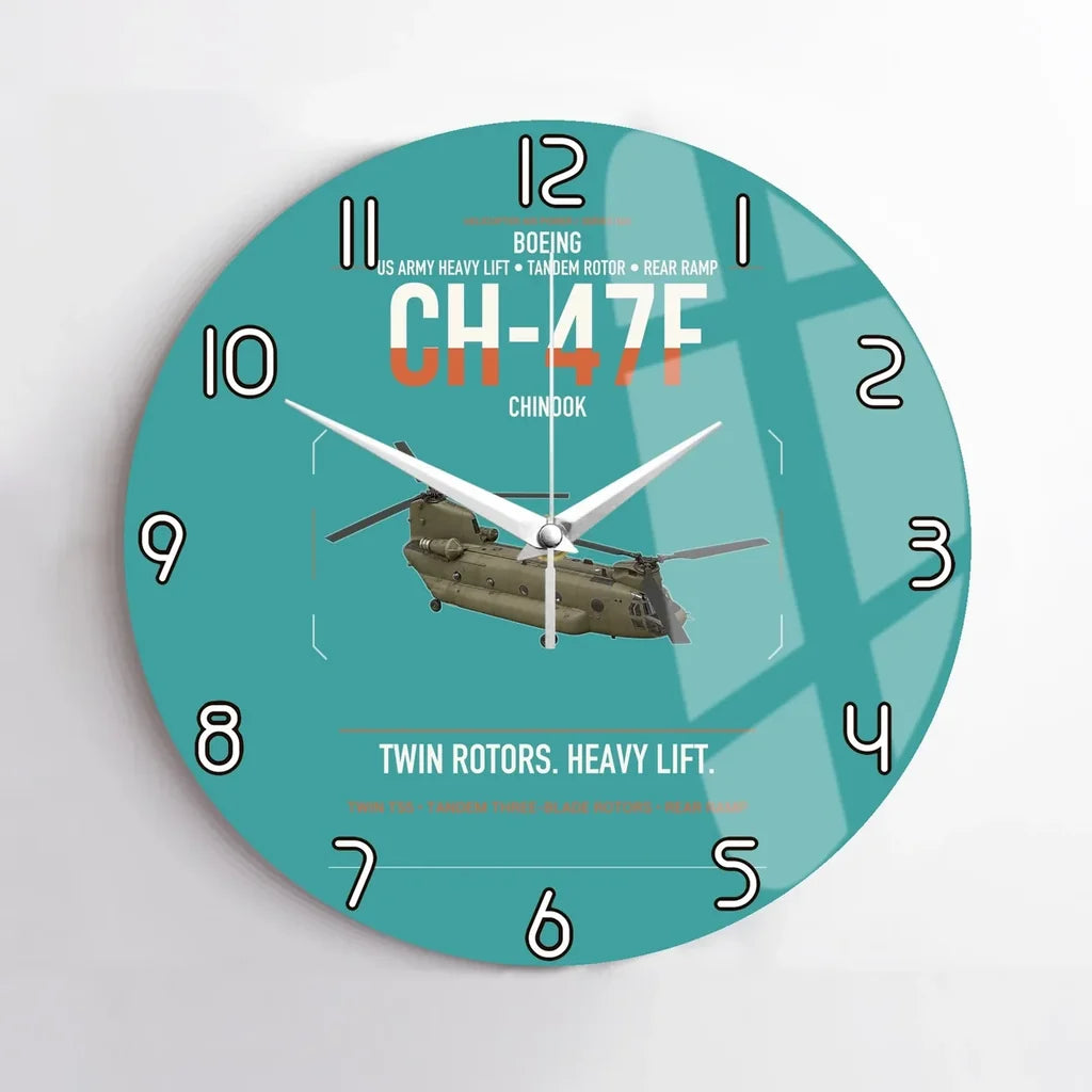 Boeing CH-47F Chinook design on turquoise no frame wall clock