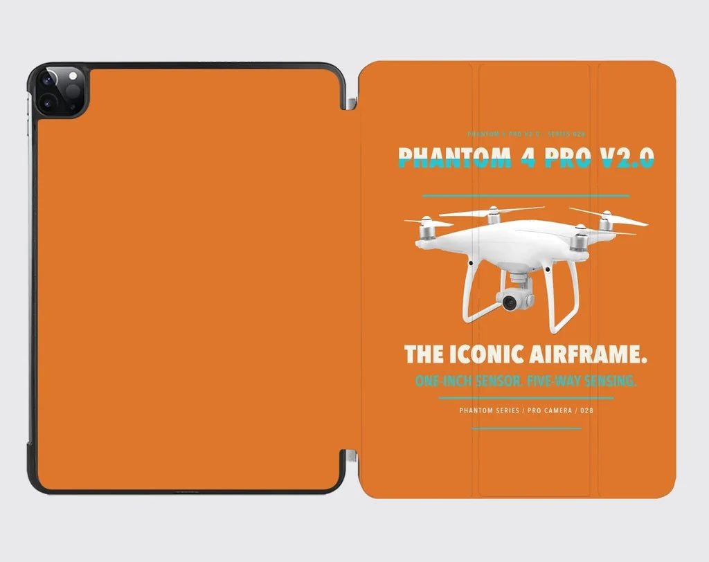 DJI Phantom 4 Pro V2.0 design on orange ipad tablet case