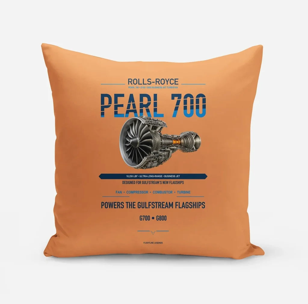 PEARL 700 design on orange pillow