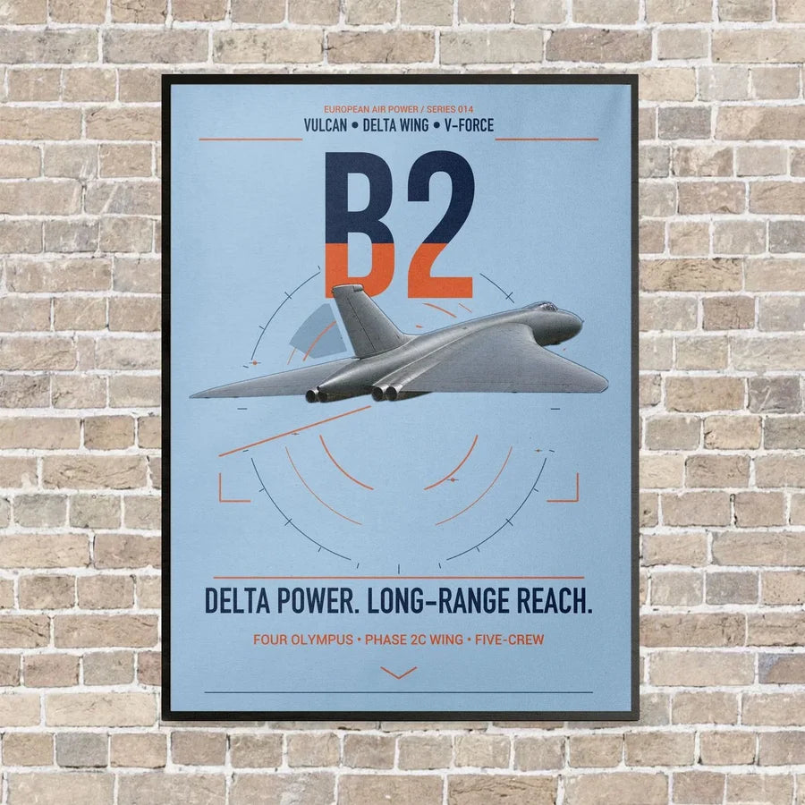 Avro Vulcan B2 vertical canvas print - framed - light blue background