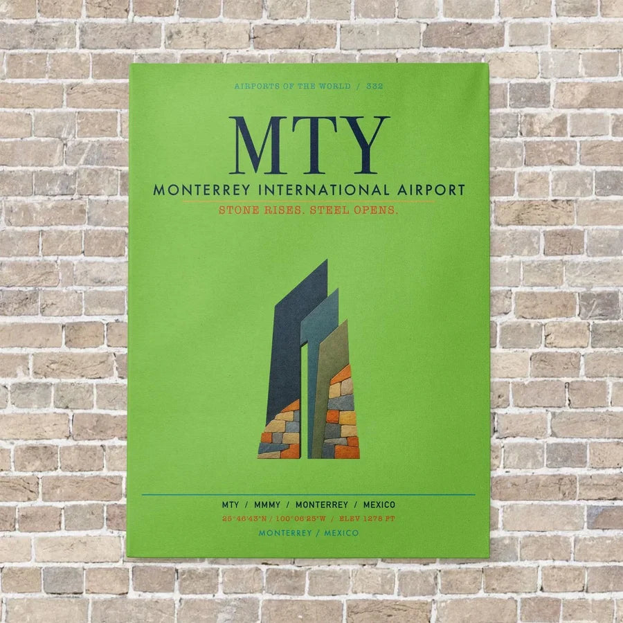 Monterrey International Airport MTY vertical canvas print - no frame - light green background