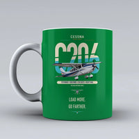 Thumbnail for Cessna 206 Stationair design on green ceramic mug, double-side print