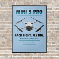 Thumbnail for DJI Mini 5 Pro vertical canvas print - framed - light blue background