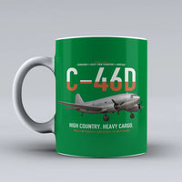 Thumbnail for C-46D Commando design on green ceramic mug, double-side print