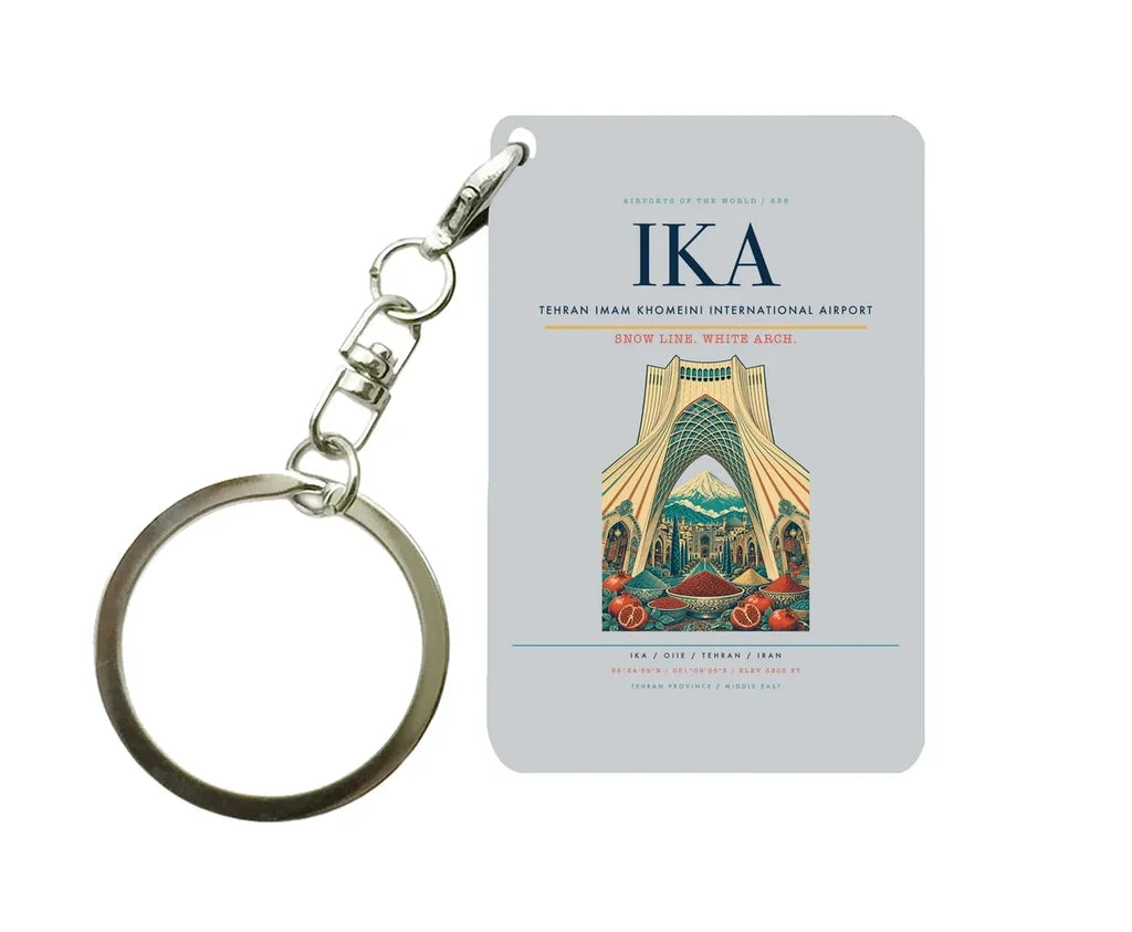 Tehran Imam Khomeini International Airport IKA Key Chain design on light gray key chain