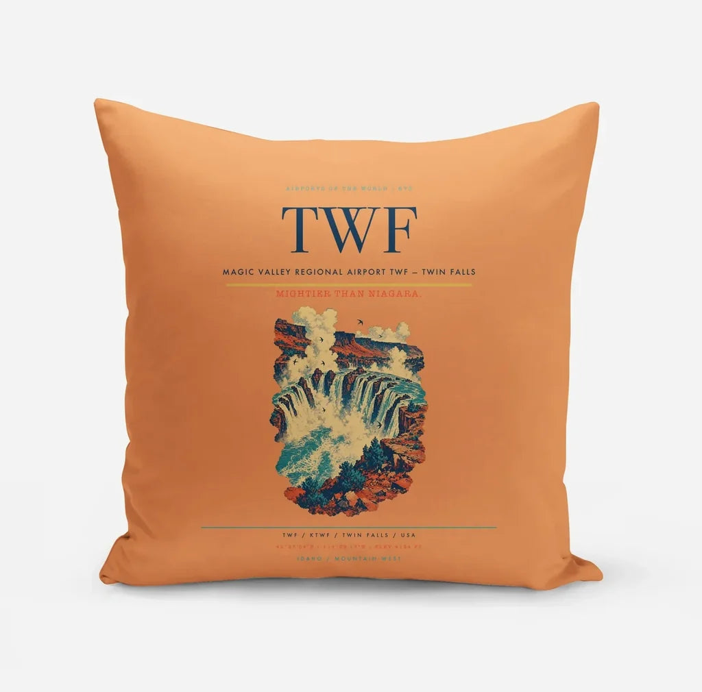 Magic Valley Regional Airport (TWF) design on orange pillow