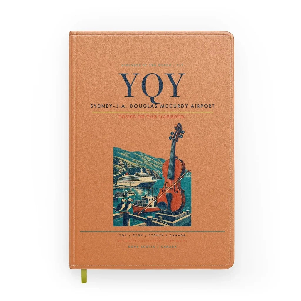 Sydney–J.A. Douglas McCurdy Airport (YQY) design on orange notebook