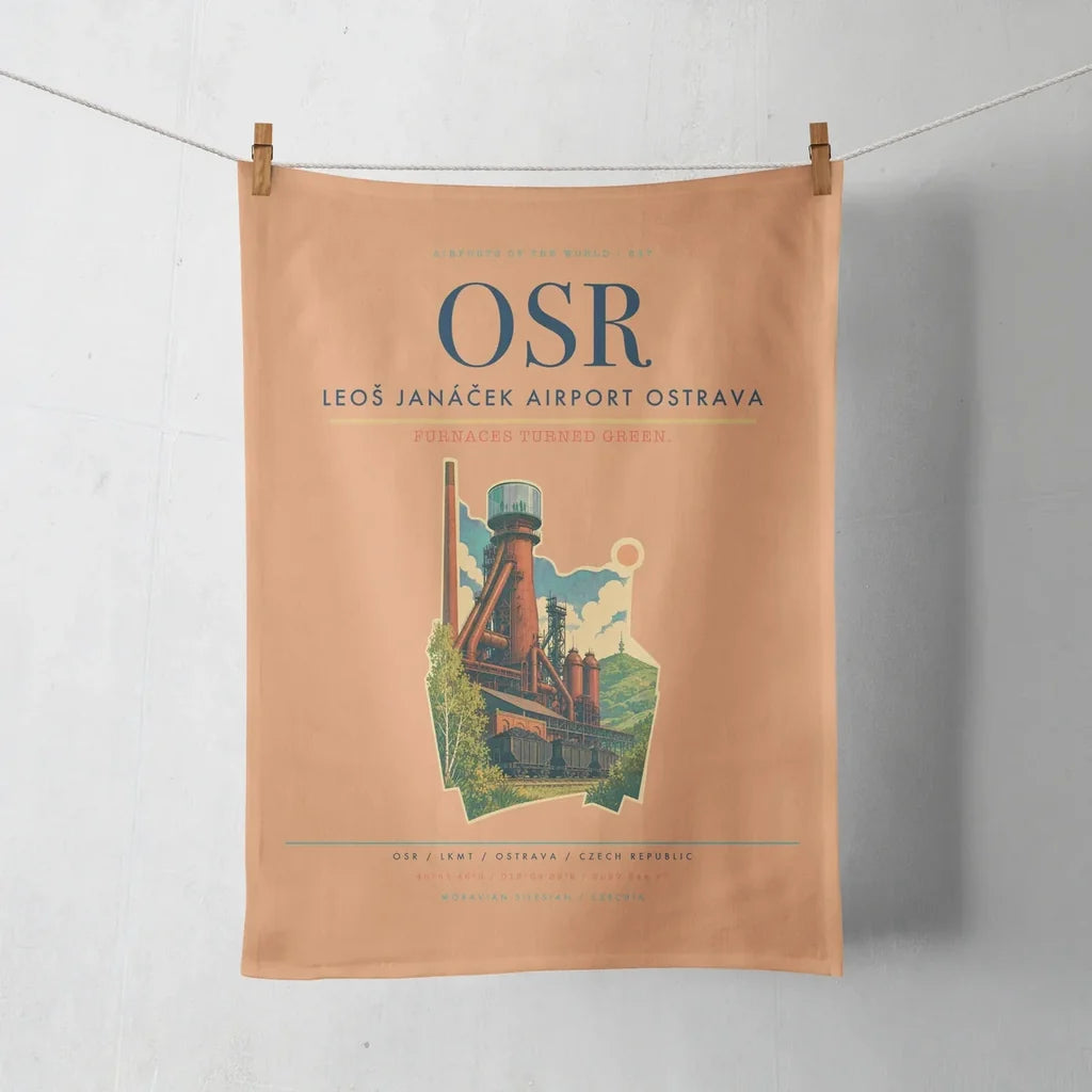 Leoš Janáček Airport Ostrava (OSR) design on orange towel