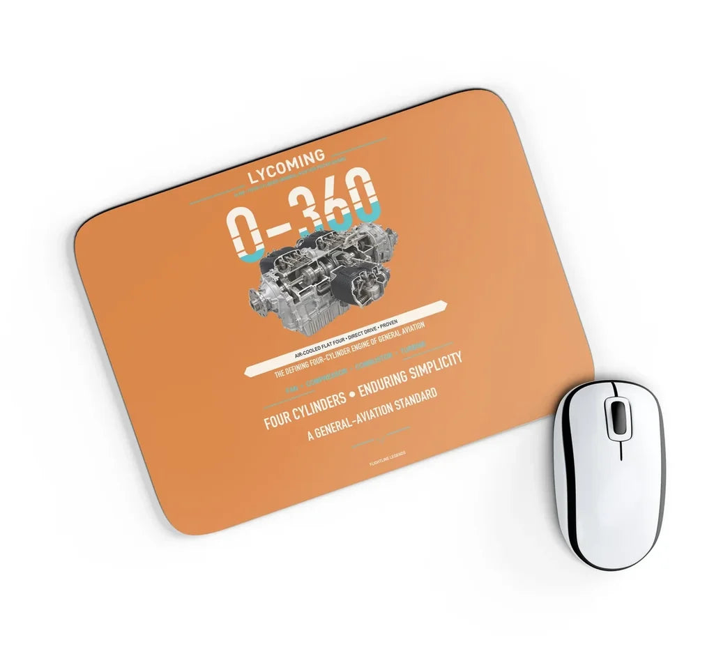 O-360 design on orange rectangle mouse pad
