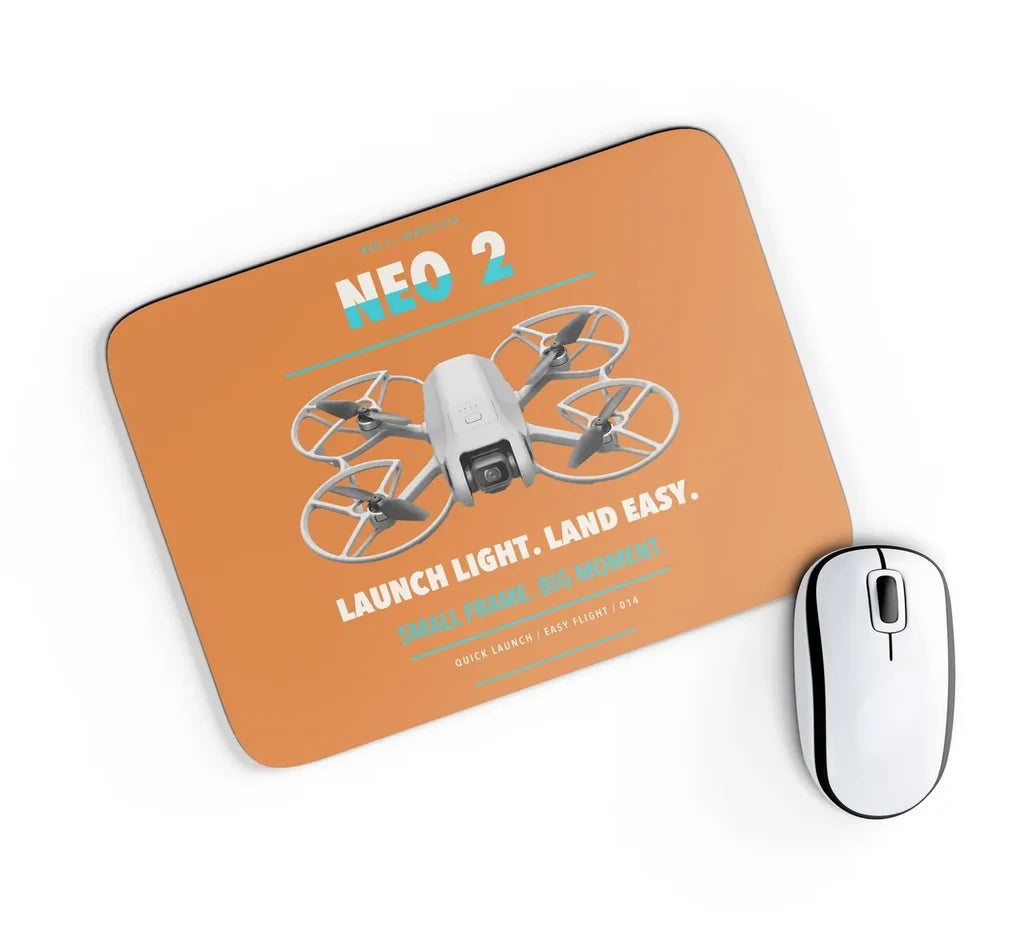DJI Neo 2 design on orange rectangle mouse pad