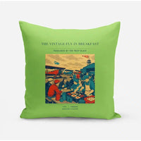 Thumbnail for VINTAGE G4487 - The Vintage Fly-In Breakfast - Designed Pillows design on lightgreen
