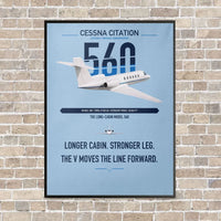 Thumbnail for Cessna Citation 560 - Citation V vertical canvas print - framed - light blue background