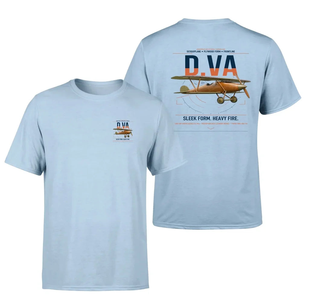 Albatros D.Va design on light blue t-shirt, double-side print