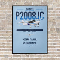 Thumbnail for Tecnam P2008JC NG vertical canvas print - framed - light blue background