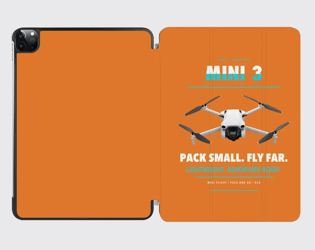 DJI Mini 3 design on orange ipad tablet case