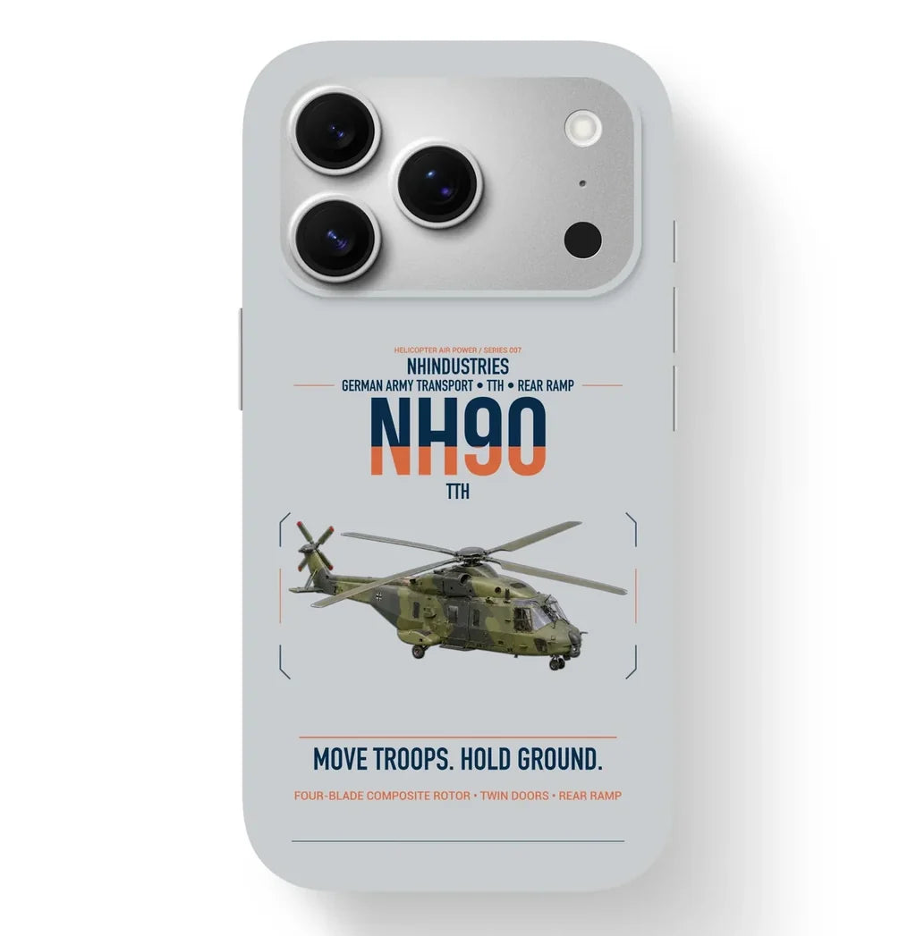 NHIndustries NH90 TTH design on light gray magsafe iphone case, for iPhone 17 Pro