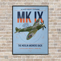 Thumbnail for Supermarine Spitfire Mk IX vertical canvas print - framed - light blue background
