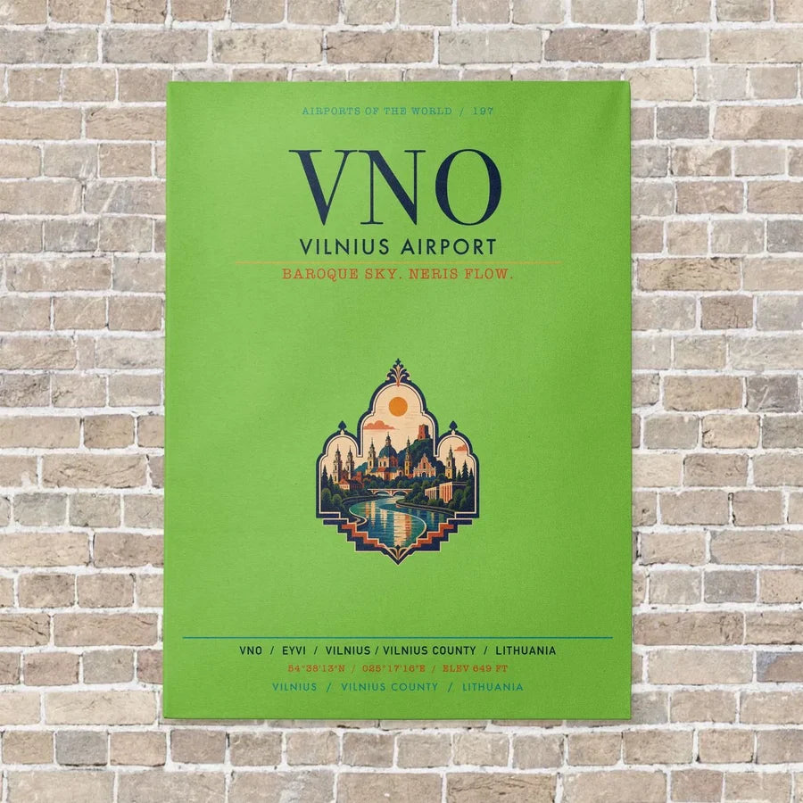Vilnius Airport VNO vertical canvas print - no frame - light green background