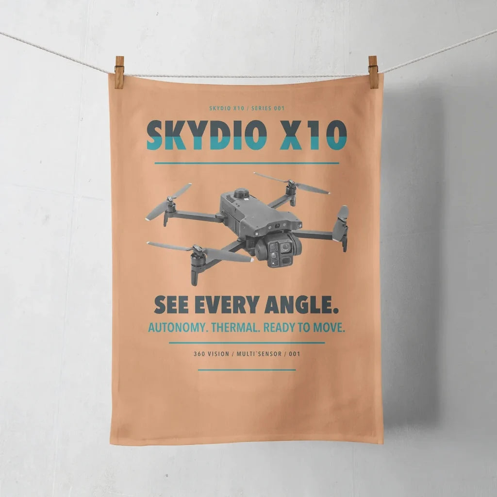 Skydio X10 design on orange towel