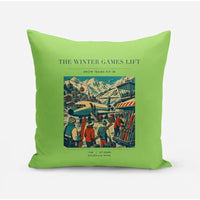 Thumbnail for VINTAGE G4130 - The Winter Games Lift - Designed Pillows design on lightgreen