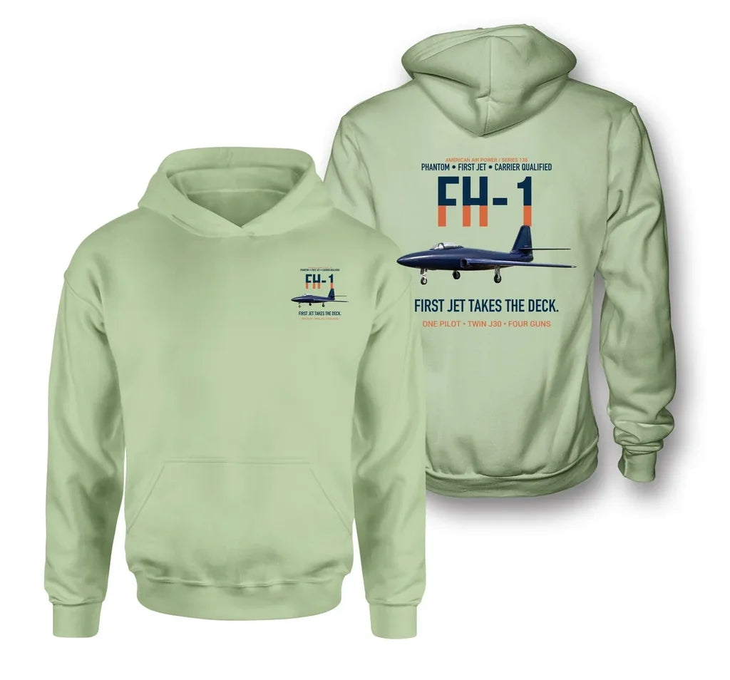 FH-1 PHANTOM design on light green hoodie