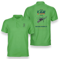Thumbnail for Erickson S-64F Air Crane design on light green double-side polo t-shirt, double-side print