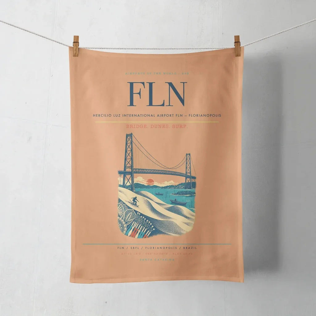 Hercilio Luz International Airport (FLN) design on orange towel