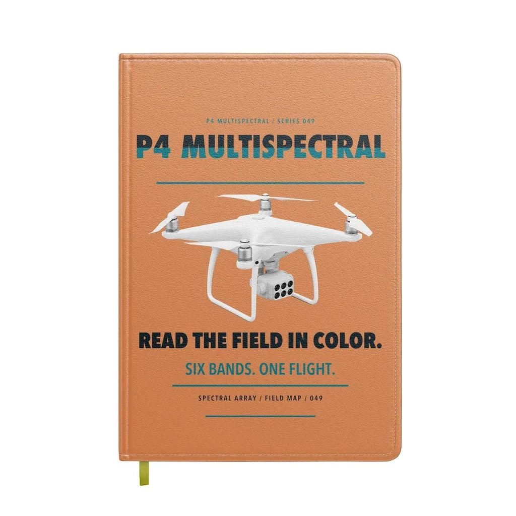 DJI P4 Multispectral design on orange notebook