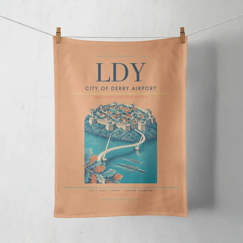 City of Derry Airport (LDY) design on orange towel