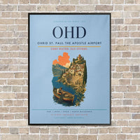 Thumbnail for Ohrid St. Paul the Apostle Airport OHD vertical canvas print - framed - light blue background